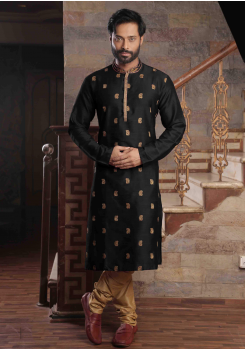 Black Color Silk Kurta Set